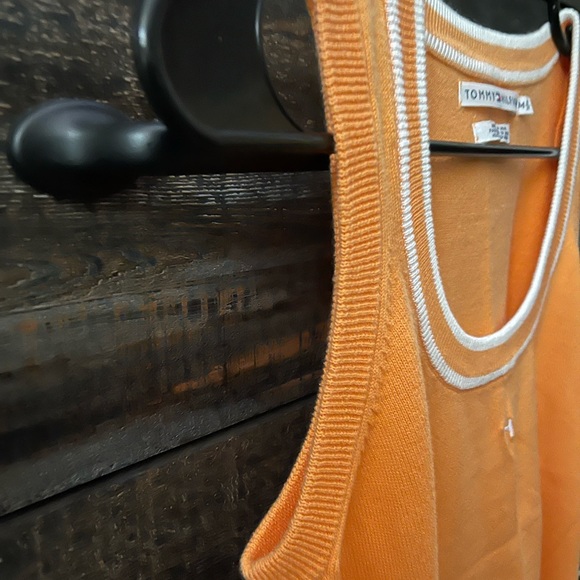 Tommy Hilfiger sweater vest/tank. Size Medium. Mostly orange with white detail. - Picture 8 of 9